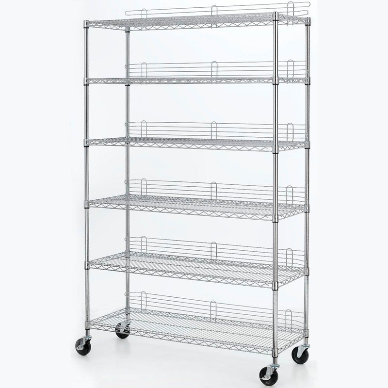 6 Layers 18 X 24 Wire Shelving Heavy Duty Movable Wire Shelving Units With Casters